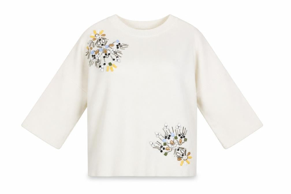 Marks & Spencer Ivory Beaded Women's Pullover Jumper Size 8