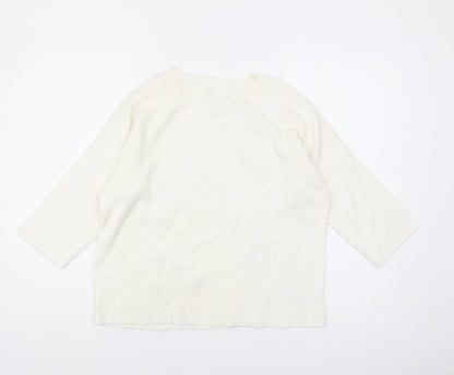 Marks & Spencer Ivory Beaded Women's Pullover Jumper Size 8