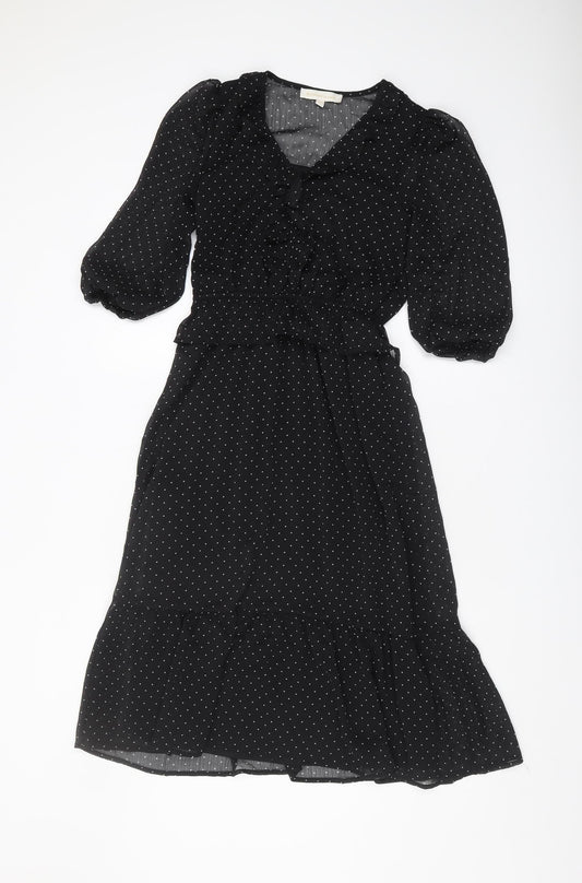 Monteau Women's Black Polka Dot Midi Dress, Small
