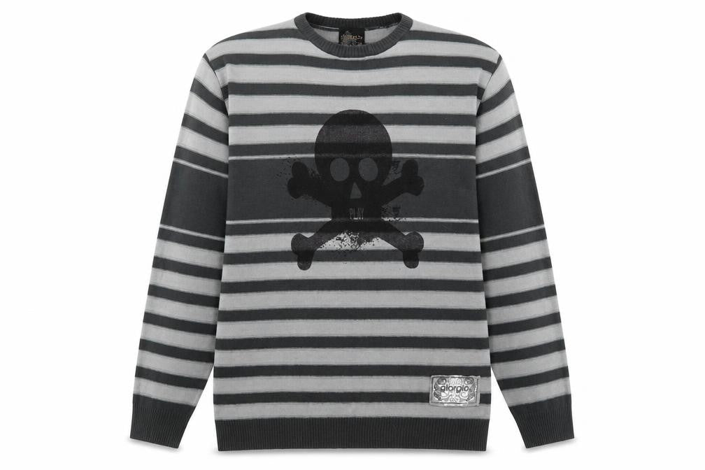 Giorgio Men's XL Grey Striped Pullover Jumper