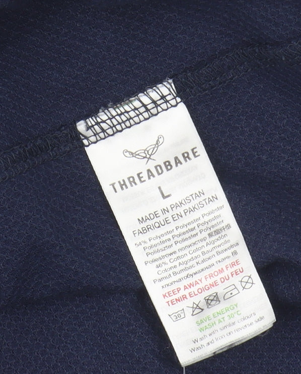 Threadbare Men's Blue Polo Shirt L Cotton Blend