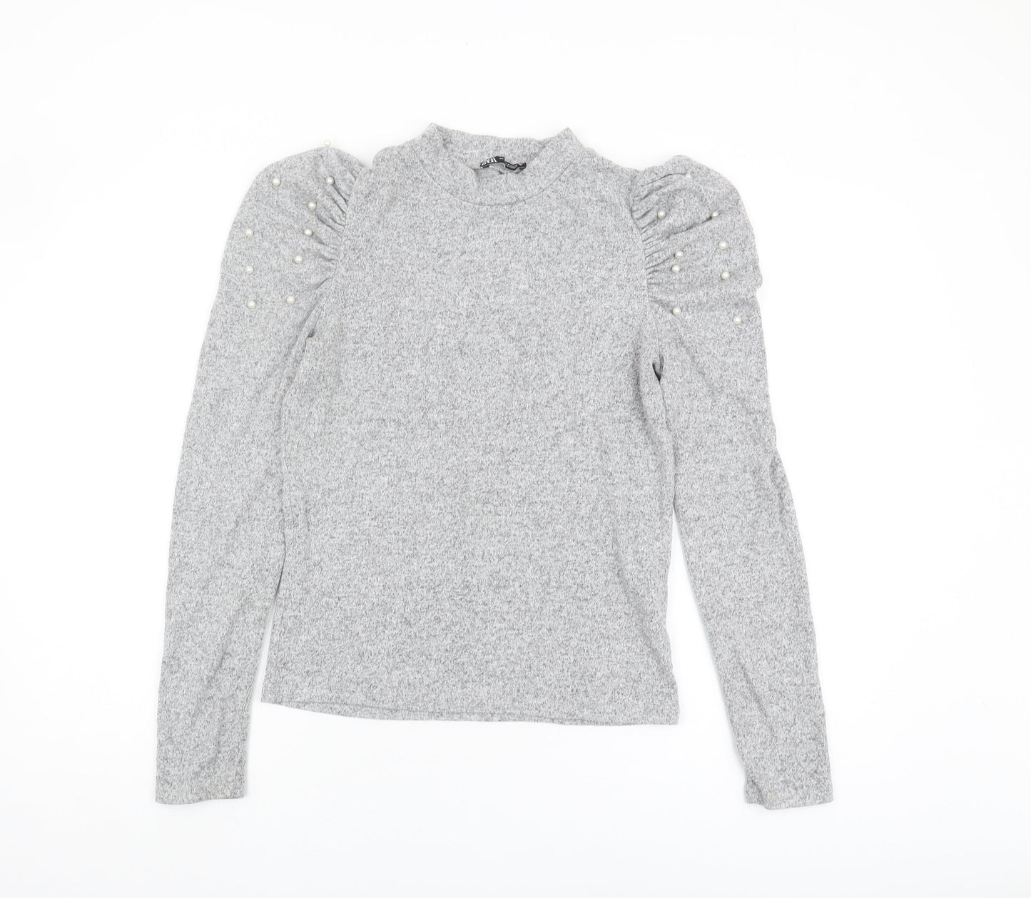 Zara Women's Grey Pullover Jumper Size M Mock Neck