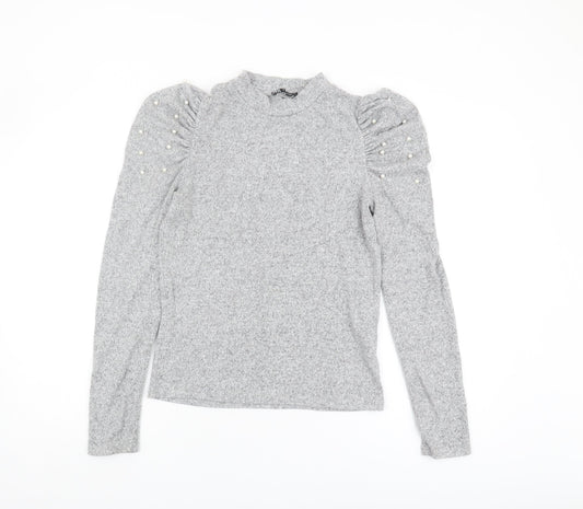 Zara Women's Grey Pullover Jumper Size M Mock Neck
