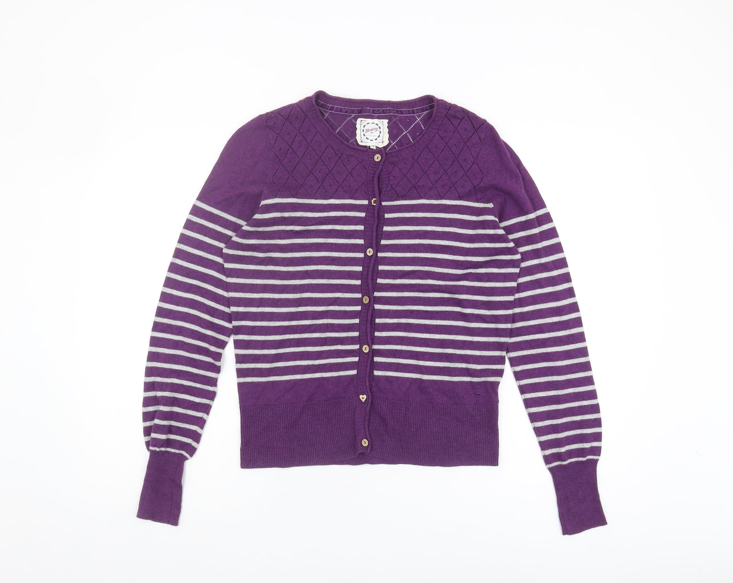 Mantaray Women's Purple Striped Cardigan Size 12