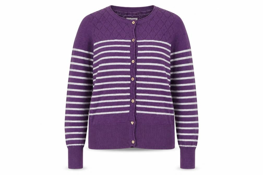 Mantaray Women's Purple Striped Cardigan Size 12