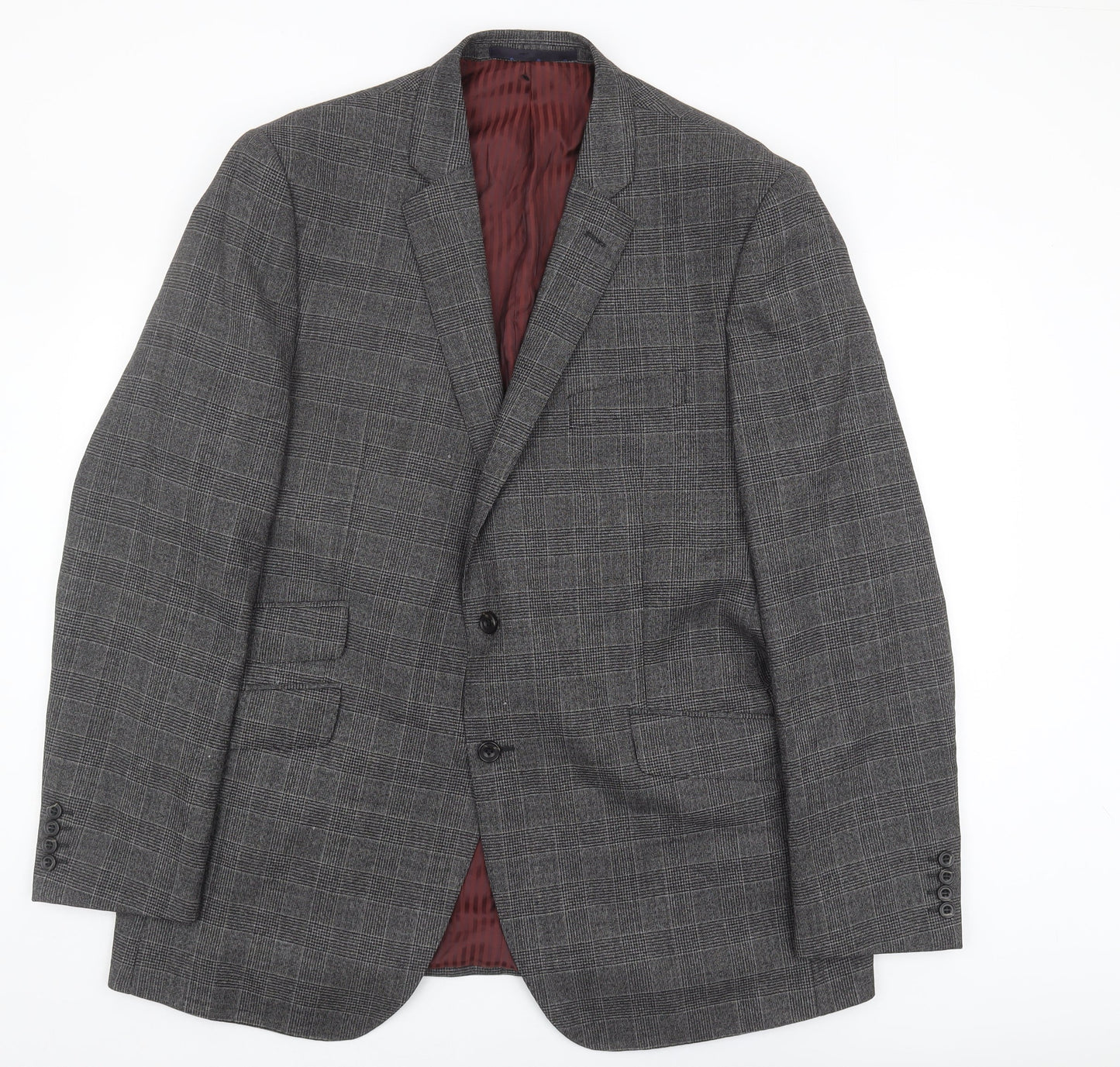 Marks & Spencer Men's Grey Check Wool Blazer 46L