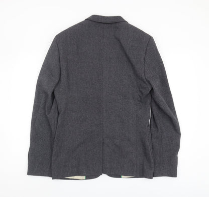 Back view of ASOS Men's Grey Regular Fit Herringbone Blazer 36