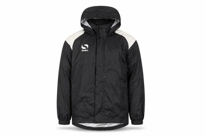 Front view of Sondico boys’ black windbreaker jacket, size 9-10, years