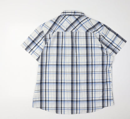 Back view of Lee Cooper Men's Blue XL Plaid Button-Up Shirt