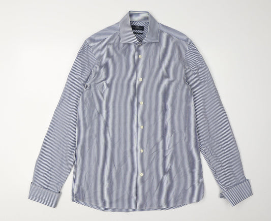 Next Men's Blue Striped Dress Shirt Size 15.5