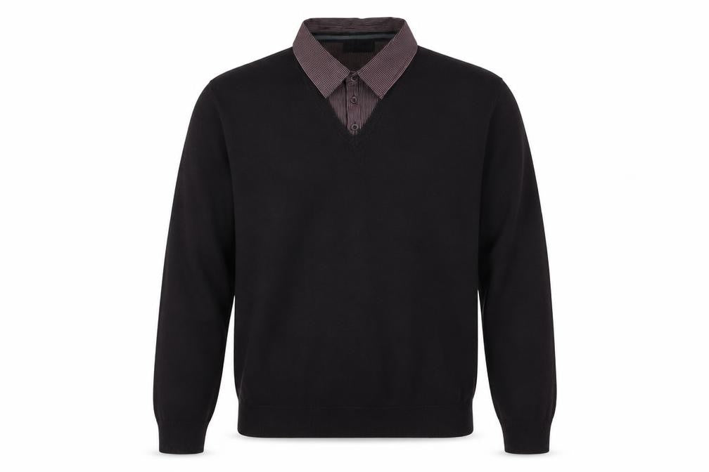 Marks & Spencer Men's Black Collared Pullover Jumper L