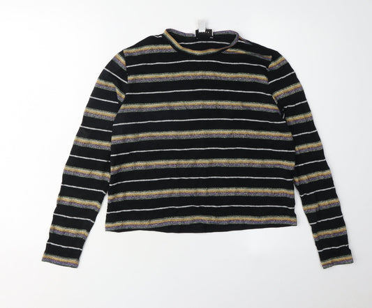 Topshop Women’s Black Striped Pullover Jumper Size 12