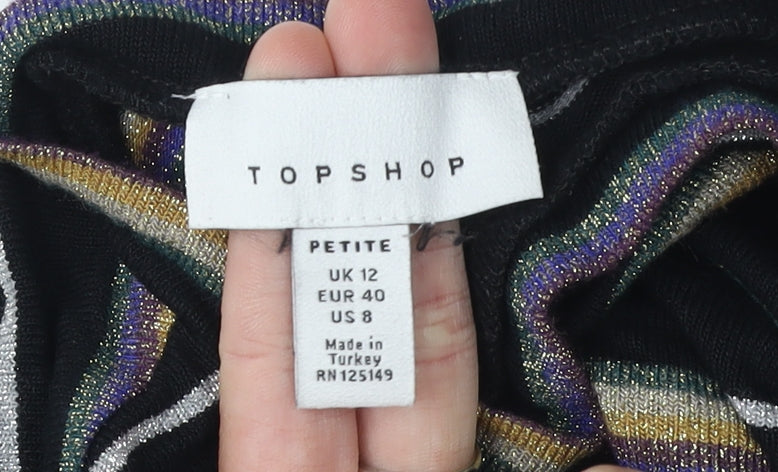Topshop Women’s Black Striped Pullover Jumper Size 12