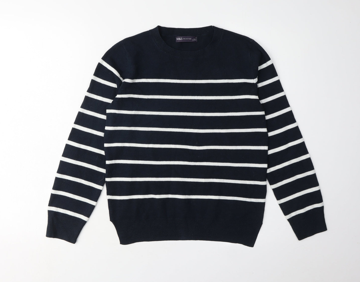Marks and Spencer Women's Blue Striped Pullover Jumper