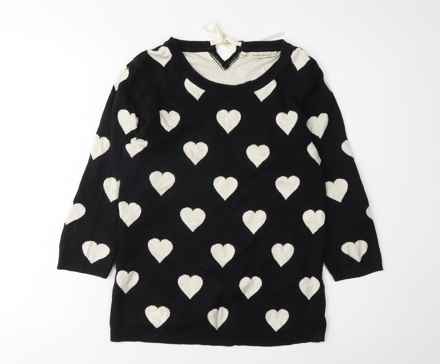 Next Women's Black Heart Pullover Jumper Size 8