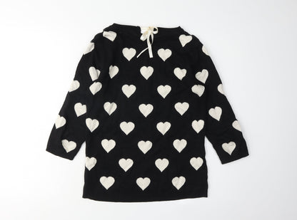 Next Women's Black Heart Pullover Jumper Size 8