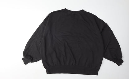 H&M Womens Black Graphic Print Pullover Sweatshirt L