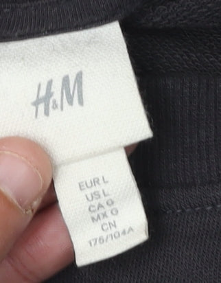 H&M Womens Black Graphic Print Pullover Sweatshirt L