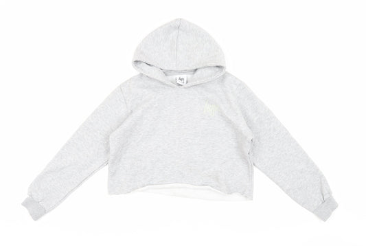 Hype Girls Grey Cotton Hoodie Pullover, 13 Years, Hooded Casual