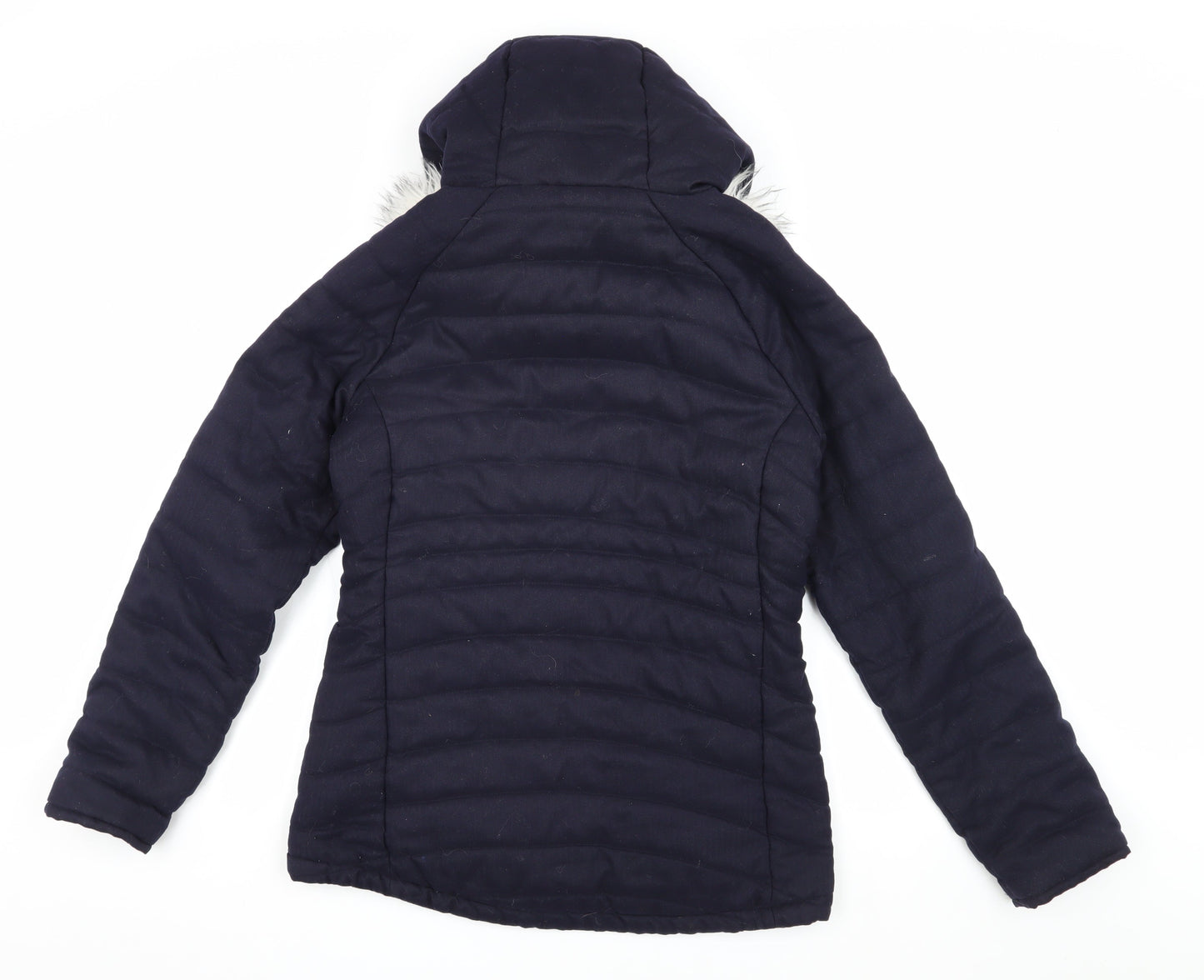 Craghoppers Women's Blue Puffer Jacket Size 10 with Fur Trim
