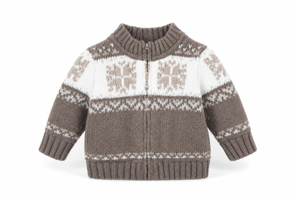 Gap Unisex Baby Toddler Brown Fair Isle Puffer Jacket 12-18M