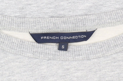 Close-up detail of French Connection Women's Grey Small Pullover Sweatshirt