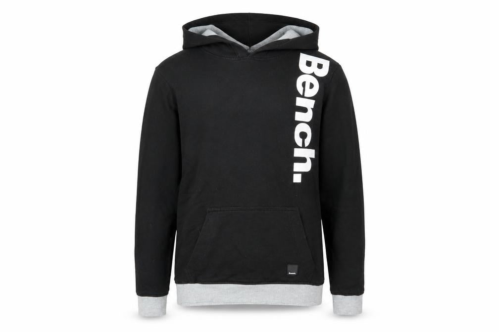 Bench Boys Black Pullover Hoodie with Logo, Size 13 Years