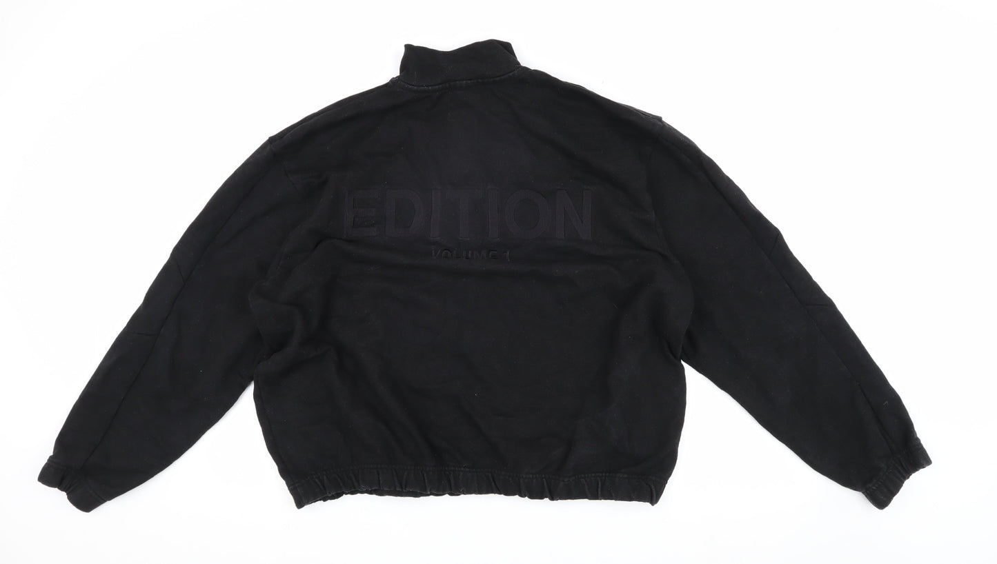 boohooMAN Black XL Men's Lightweight 1/4 Zip Sweatshirt