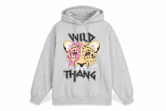 Shok Womens Activewear Grey Graphic Pullover Hoodie L