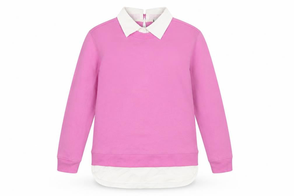 Threadbare Women's Pink Collared Pullover Sweatshirt M