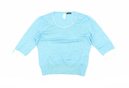 M&Co Women's Blue Pullover Jumper Size 16, Scoop Neck