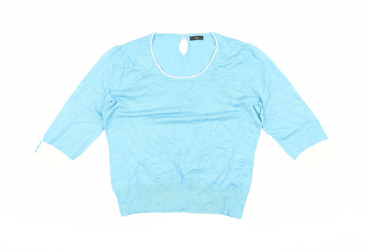M&Co Women's Blue Pullover Jumper Size 16, Scoop Neck
