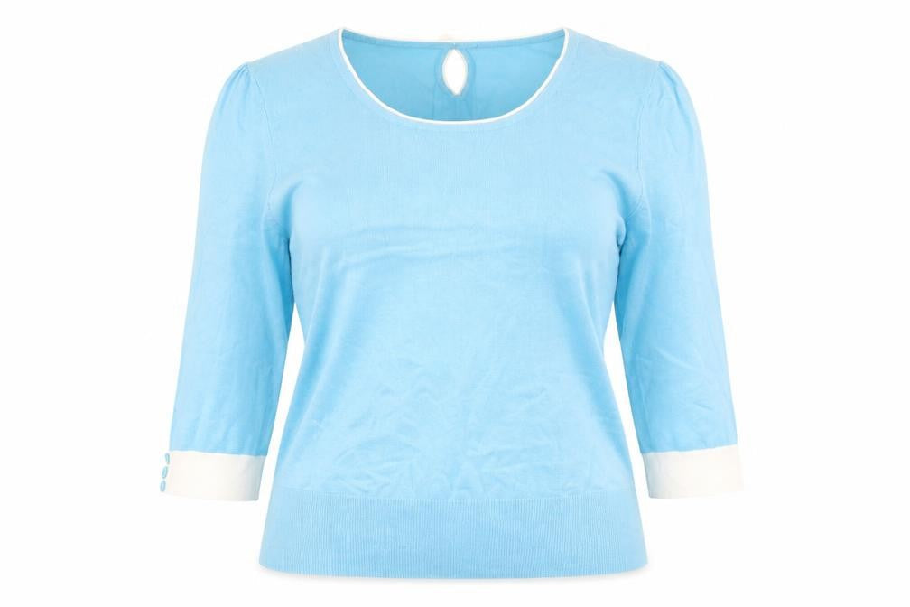 M&Co Women's Blue Pullover Jumper Size 16, Scoop Neck