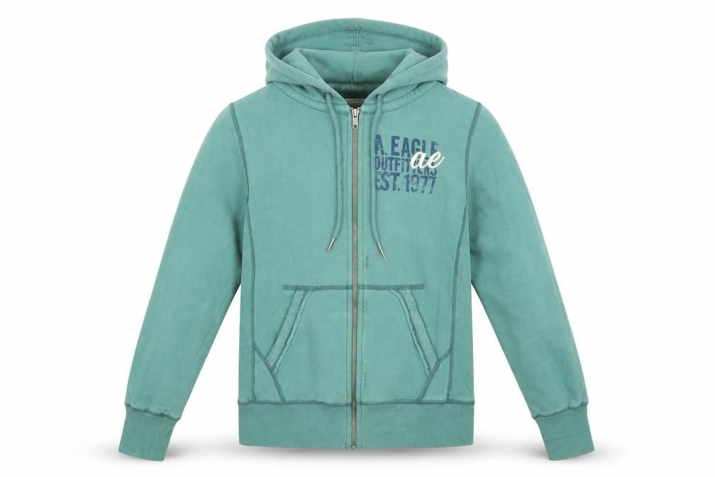 American Eagle Men's Green Hooded Jacket L
