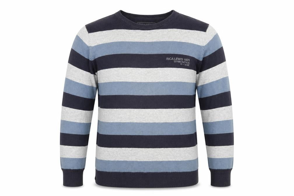 Rica Lewis Men's Blue Striped Pullover Jumper L