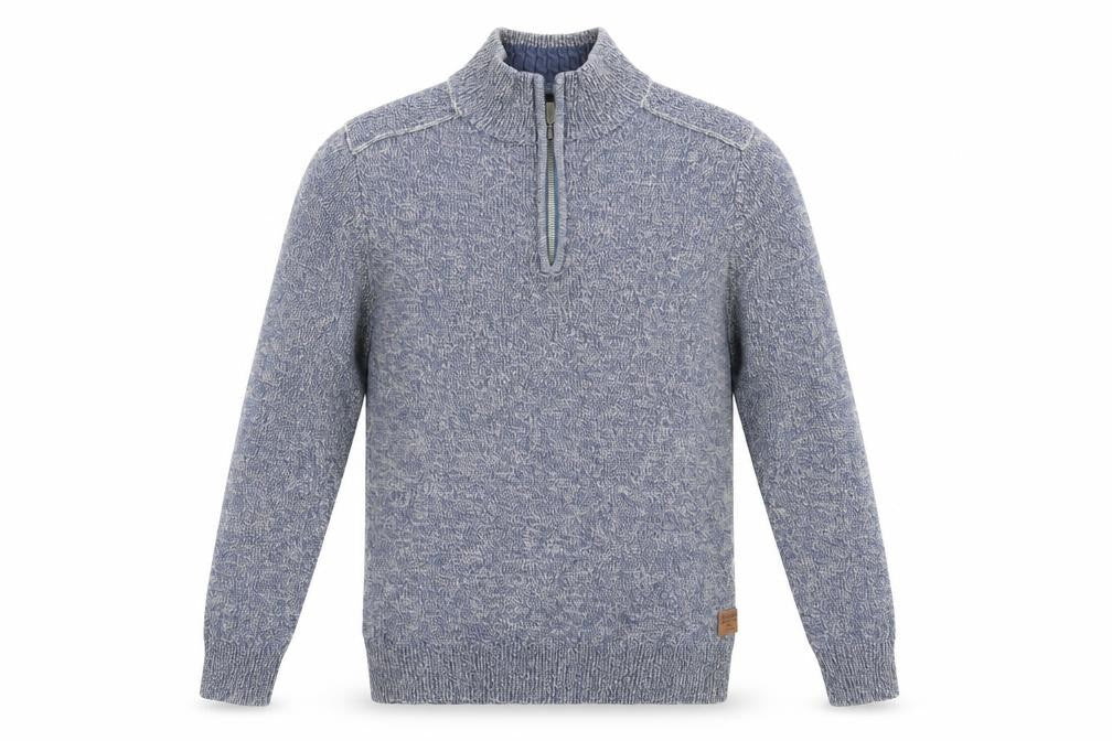 Threadbare Men's Blue 1/4 Zip Knit Sweatshirt M