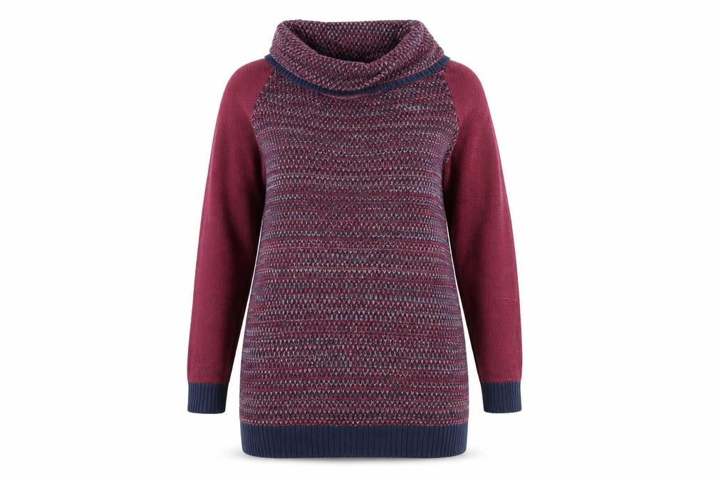 Sheego Women's Multicoloured Cowl Neck Pullover Jumper