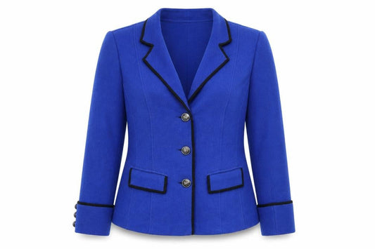 Basilier Women's Blue Blazer Size 14 Lined Notch Lapel