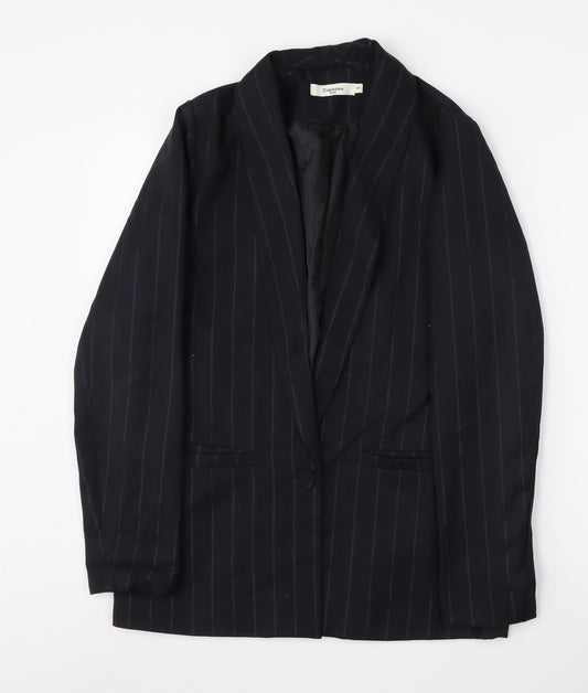 Daphnea Women's Black Pinstripe Blazer S - Classic Business Jacket