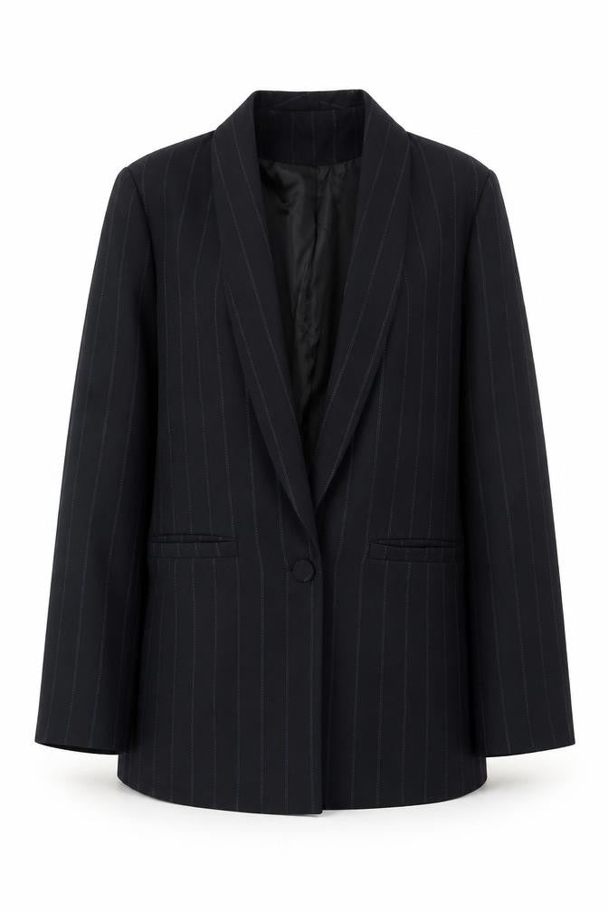 Daphnea Women's Black Pinstripe Blazer S - Classic Business Jacket