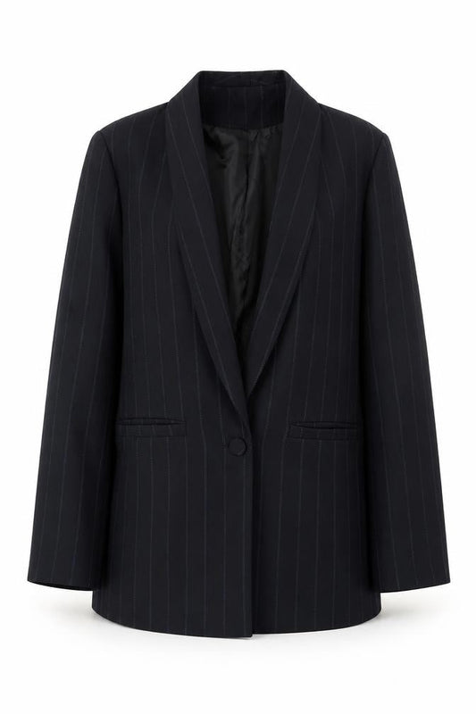 Daphnea Women's Black Pinstripe Blazer S - Classic Business Jacket