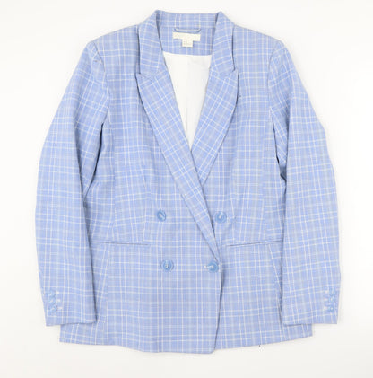 H&M Women's Blue Check Blazer Size 12