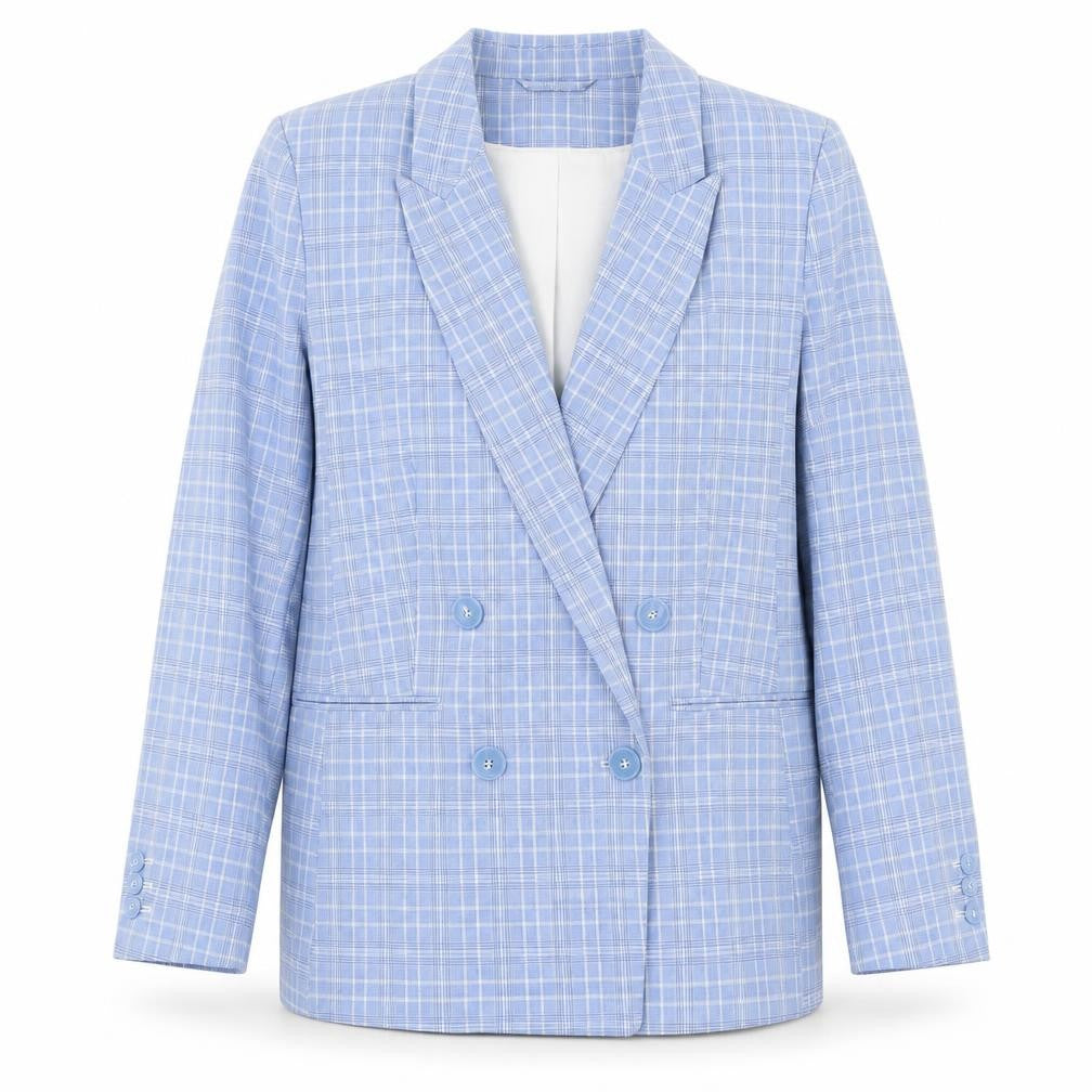H&M Women's Blue Check Blazer Size 12