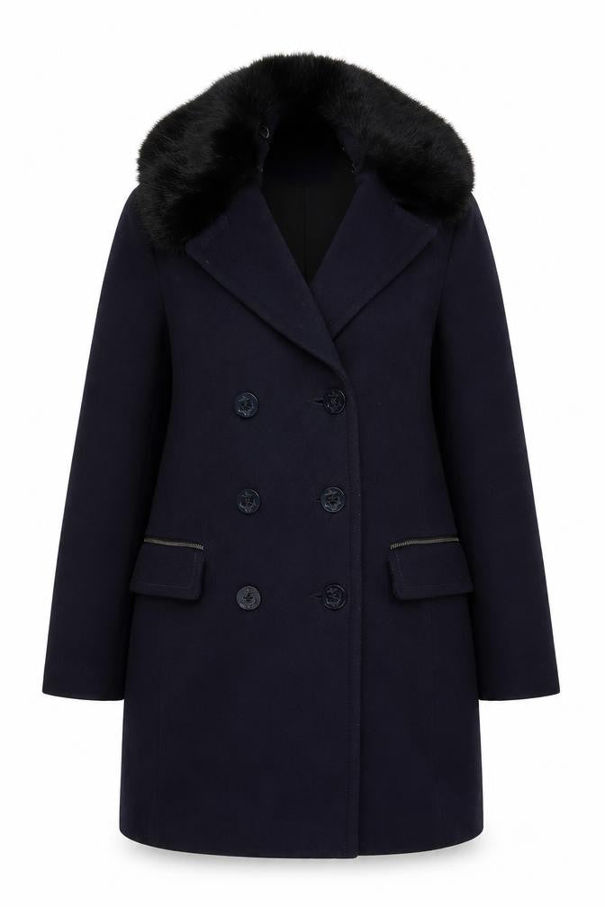 French Connection Women's Black Wool Pea Coat Size 6