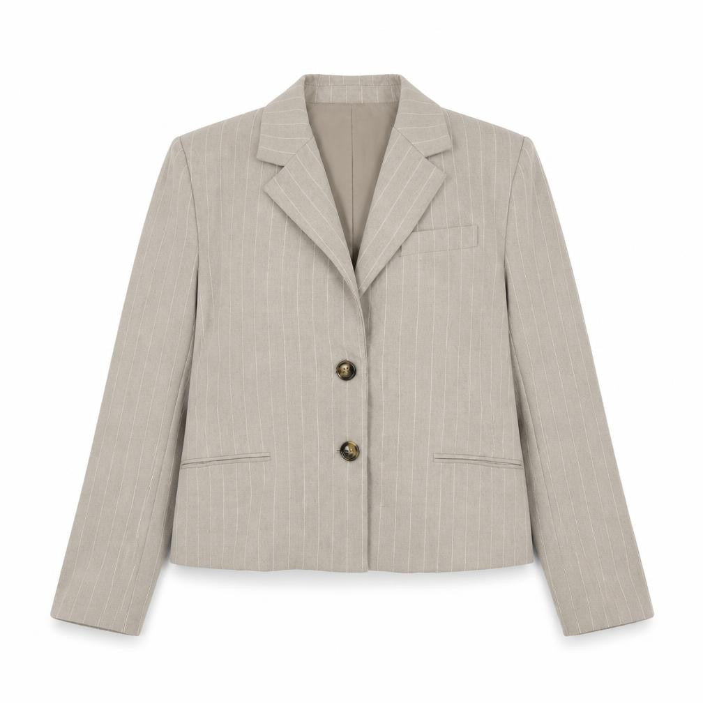 MNG Beige Suit Jacket Women's Size L, Two-Button