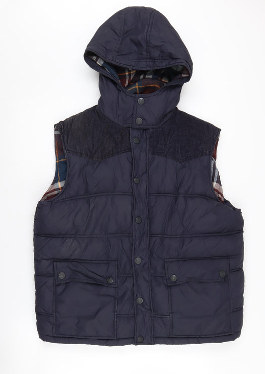 Easy Men's Blue Puffer Waistcoat, Hooded, Size L