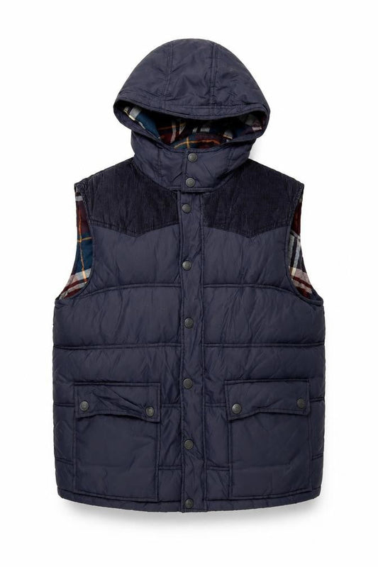Easy Men's Blue Puffer Waistcoat, Hooded, Size L