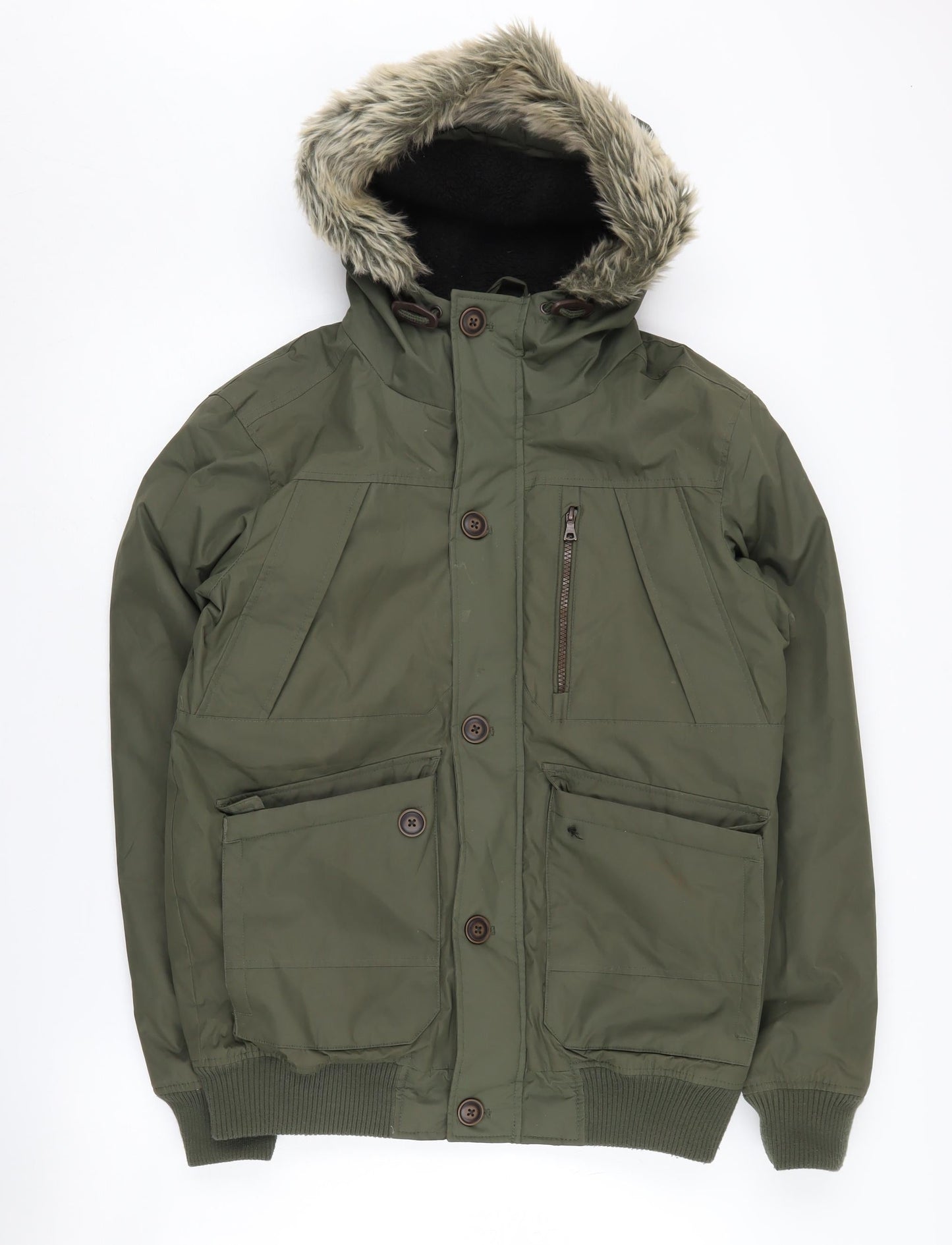 Industrialize Men's Green Hooded Parka Jacket S