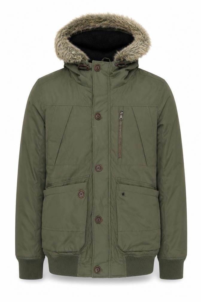 Industrialize Men's Green Hooded Parka Jacket S