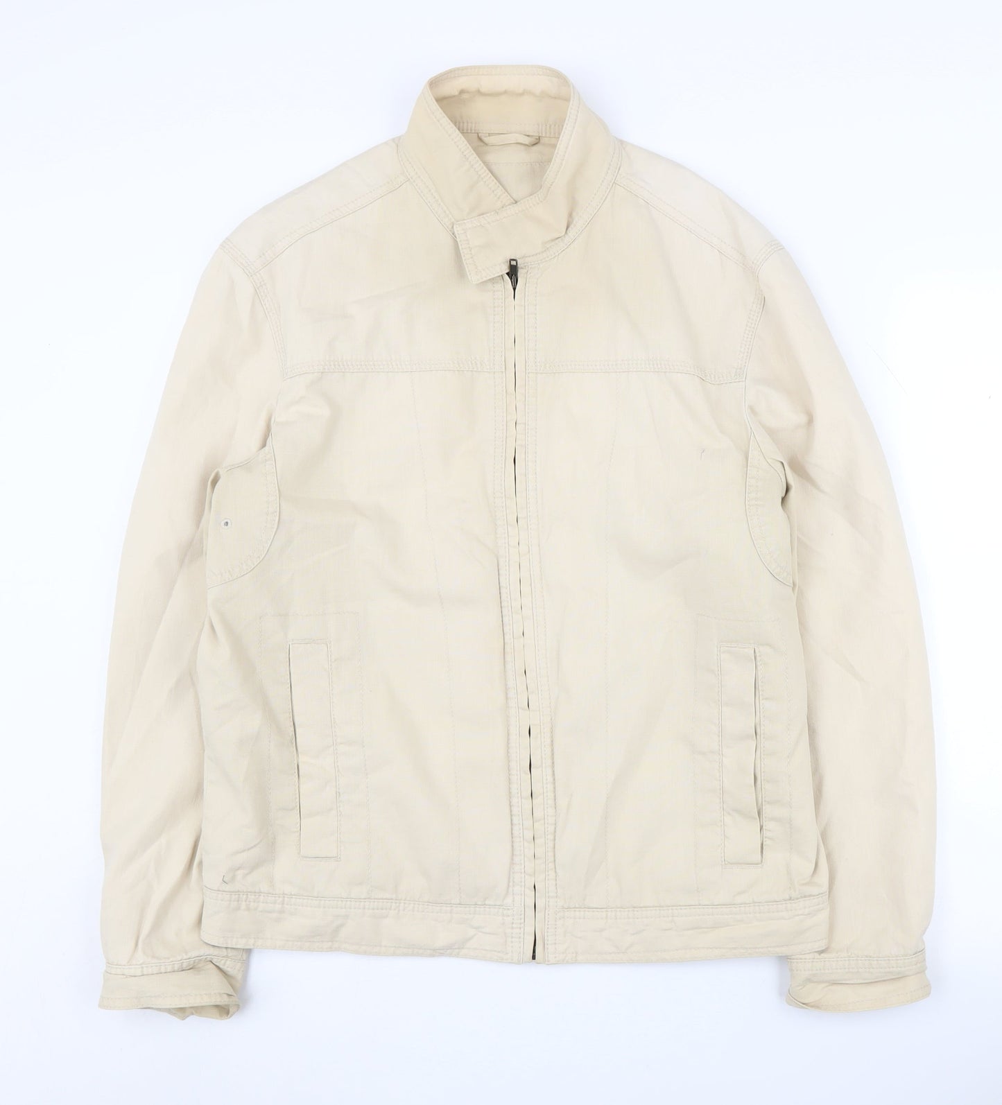 Next Men's Beige Basic Jacket M Full Zip Casual